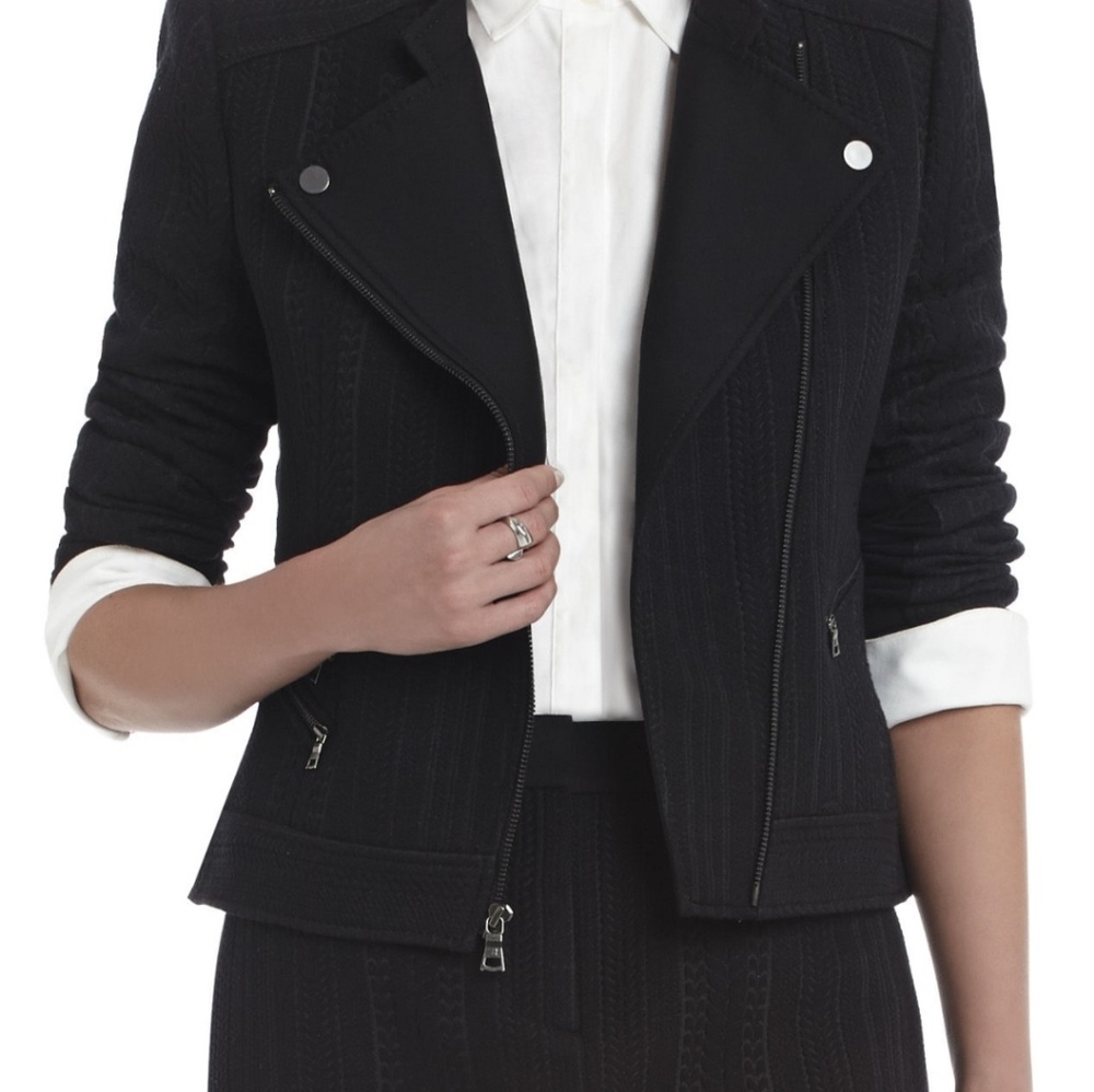 NWT BCBG MAXAZRIA BLACK MOTO CROP JACKET SIZE S - Picture 7 of 7
